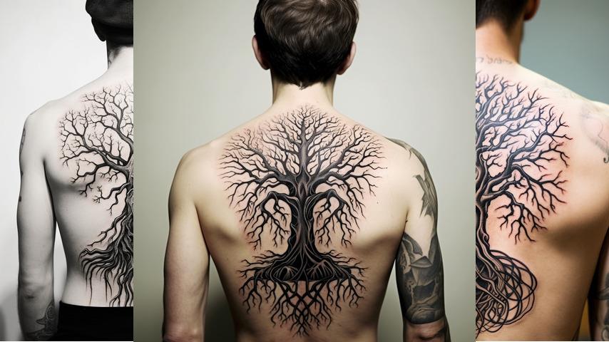 Tatuaggio albero con radici
