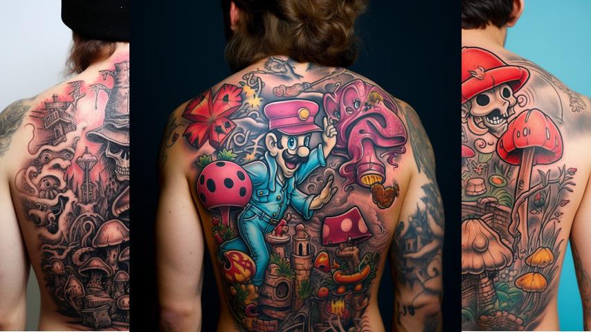 tatuaggi con fungo Super Mario