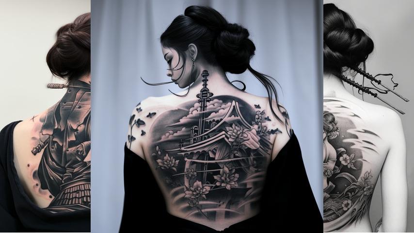 tatuaggi con geisha con spada