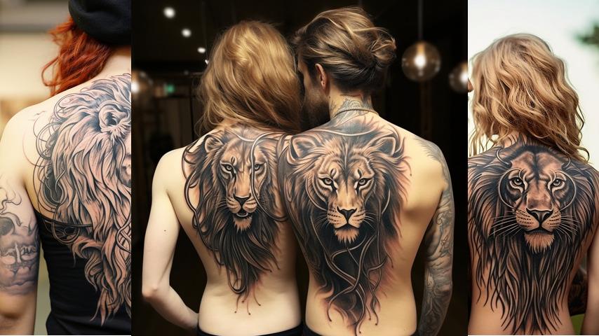 tatuaggi con leone e leonessa