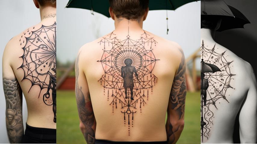 Tatuaggio ombrello al contrario
