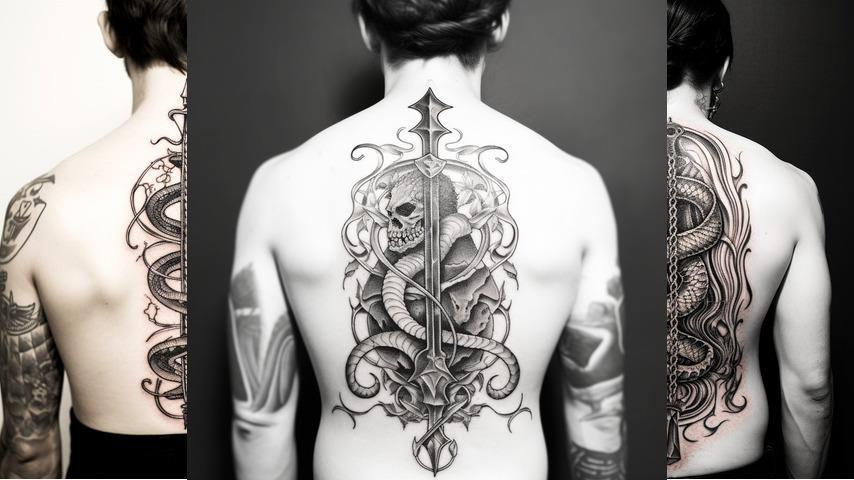 Tatuaggio pugnale con serpente