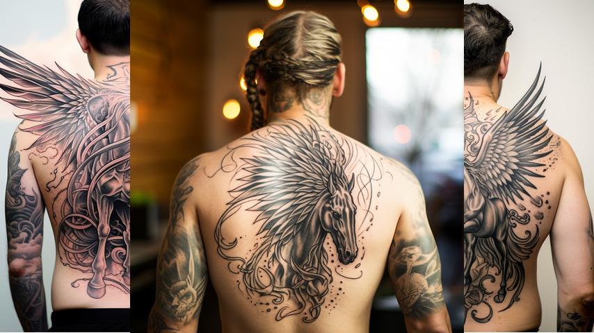 Tatuaggio unicorno alato