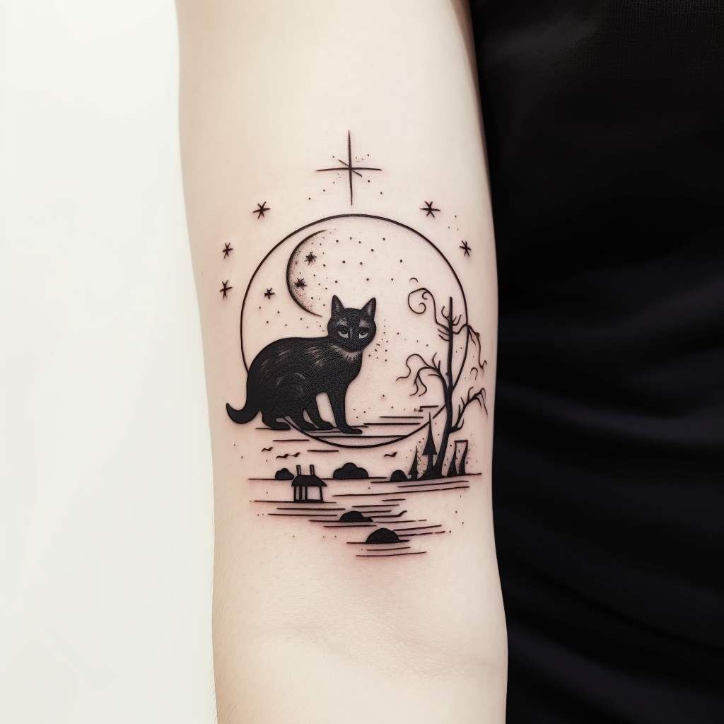 gatto e luna da donna