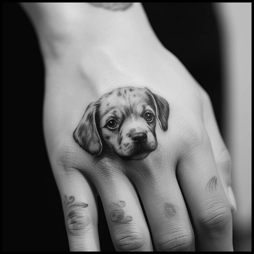 impronta cane in bianco e nero