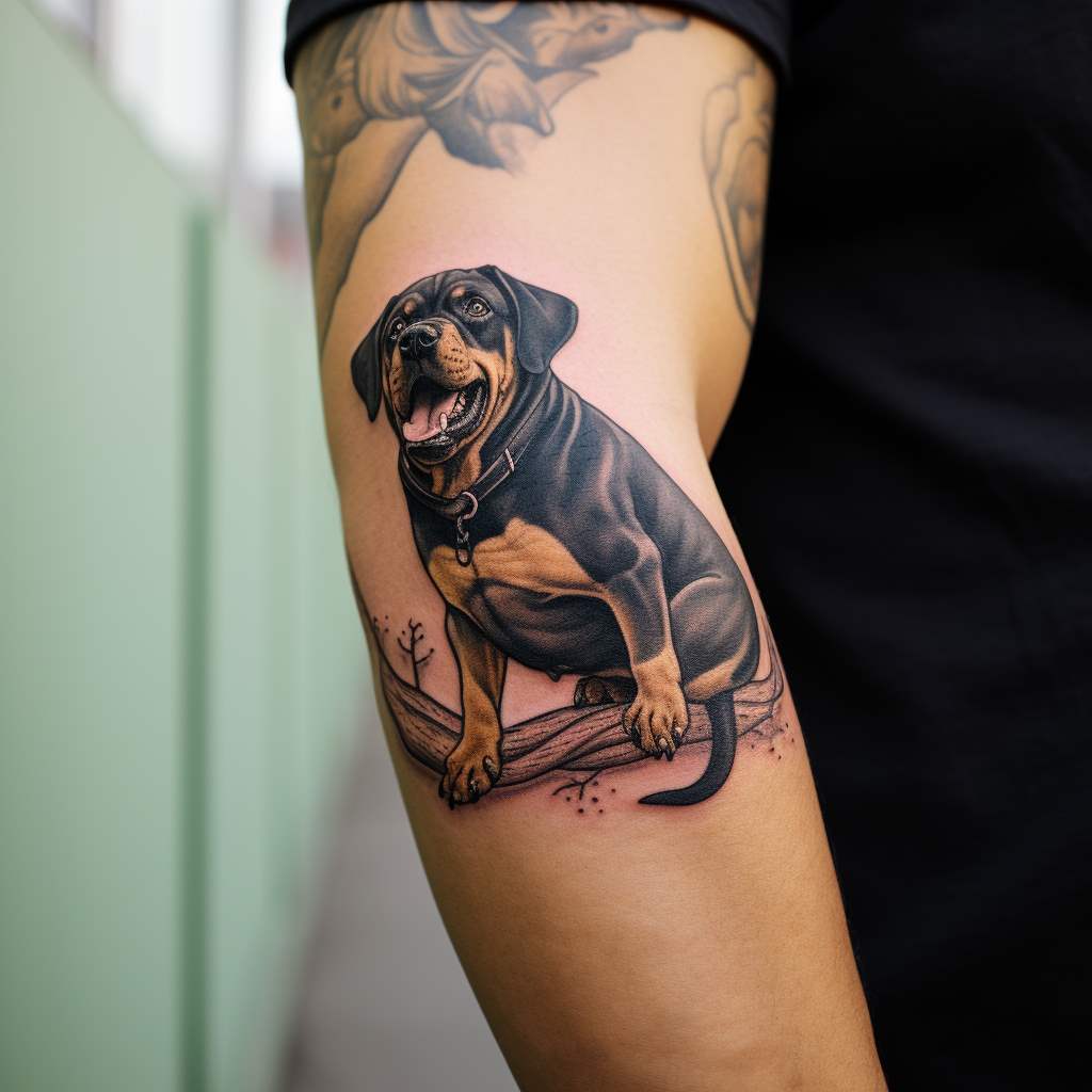 Rottweiler sul braccio