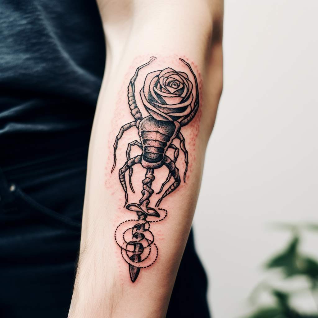 scorpione con rosa da donna